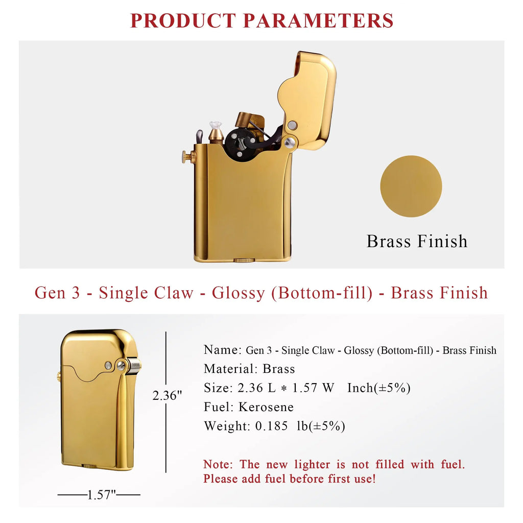 Gen 3 - Single Claw - Glossy (Bottom-fill) - Brass Finish THORENS