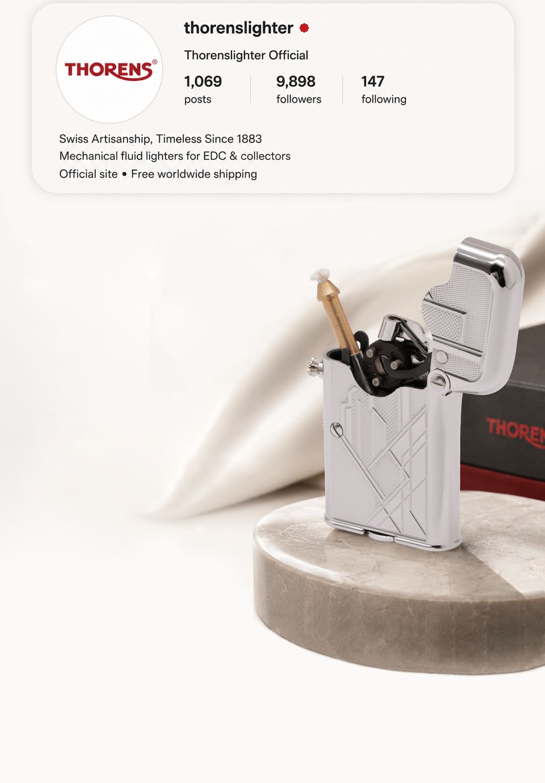 THORENS Instagram landing page