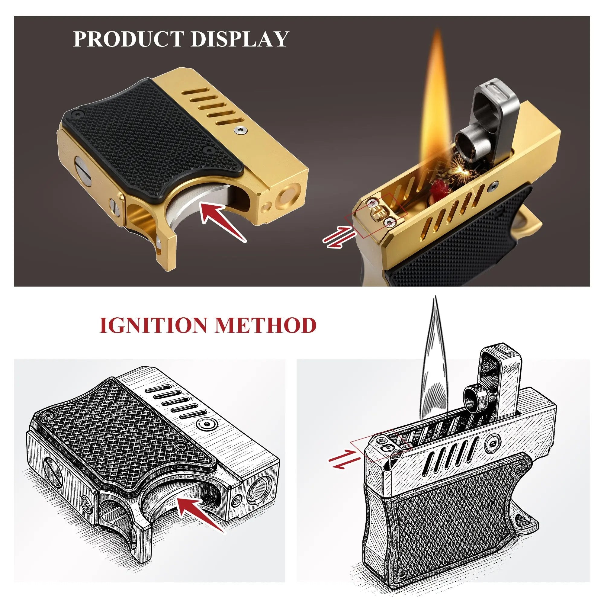 Gun Lighter - Black With Gold THORENS