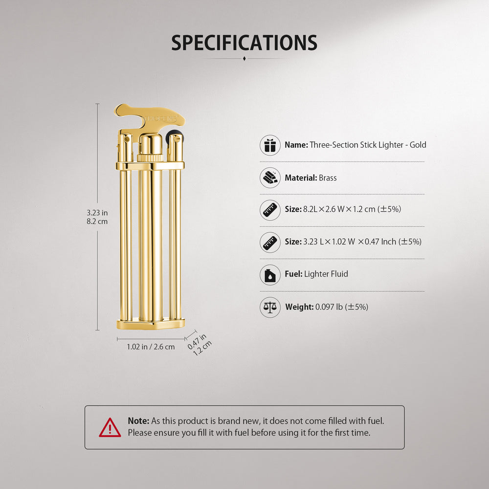 Three-Section Stick Lighter - Gold