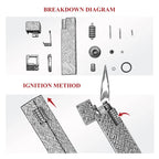 Side Slip - Rectangular Lighter - Black Carving THORENS