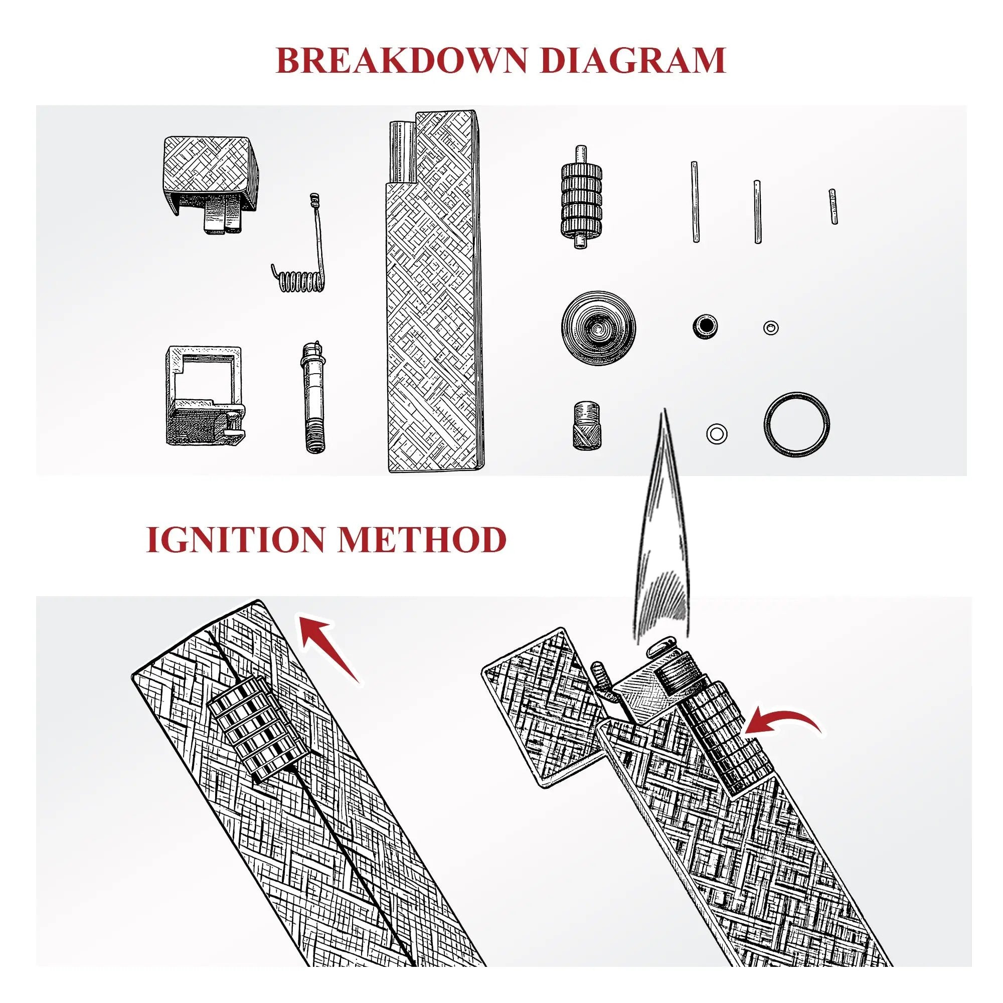 Side Slip - Rectangular Lighter - Black Carving THORENS