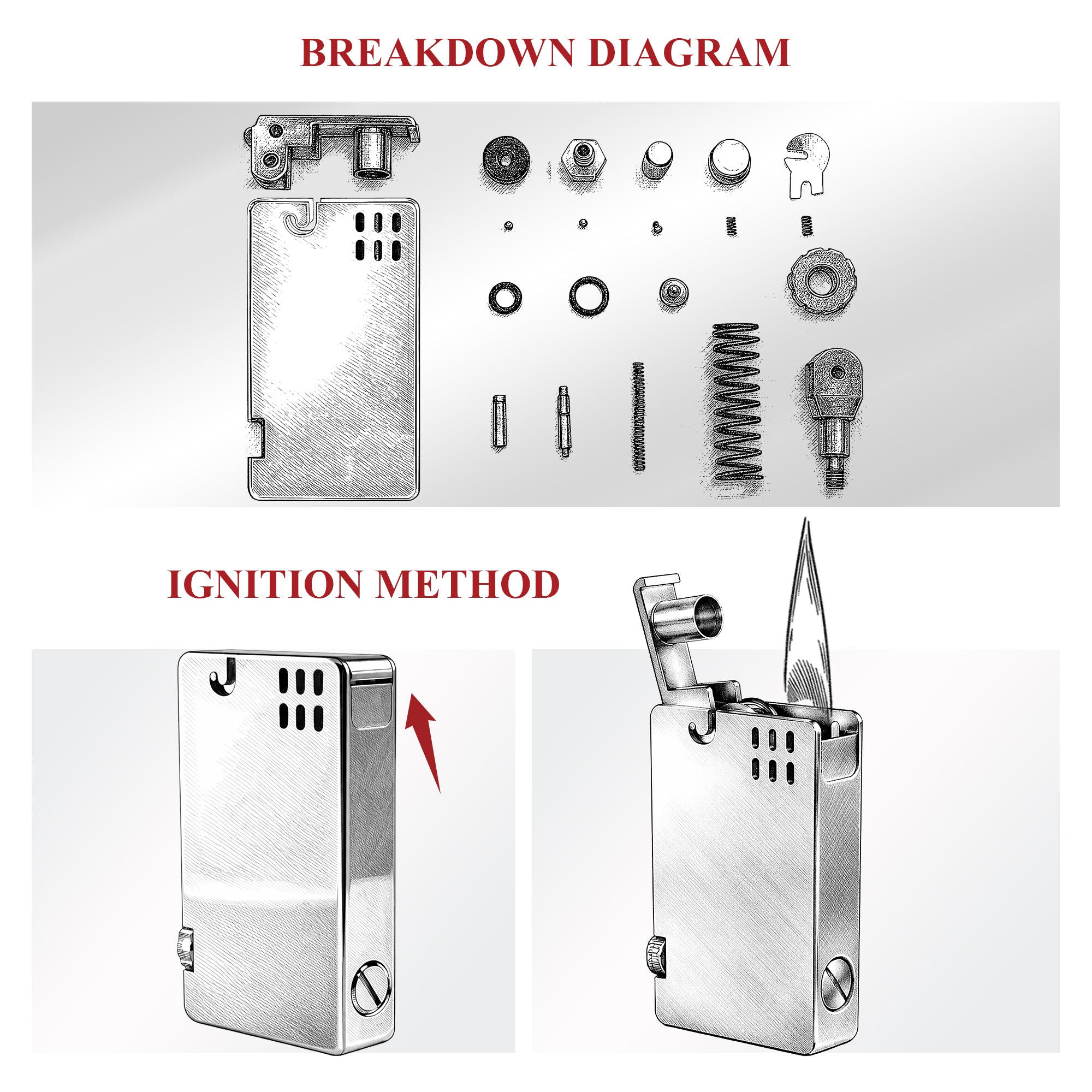 Zapalovač ASPREY - Stříbrný