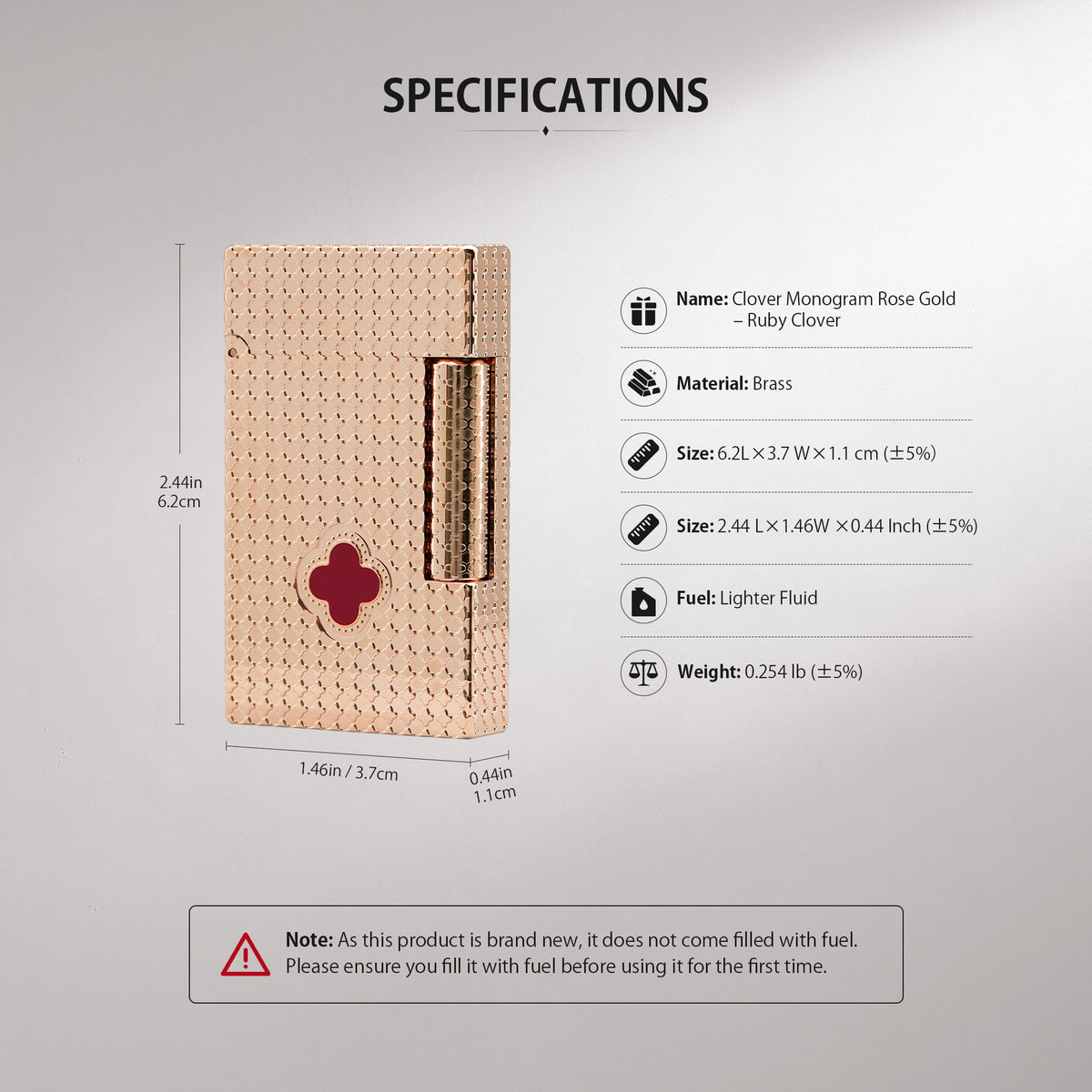 Clover Monogram Rose Gold- Ruby Clover