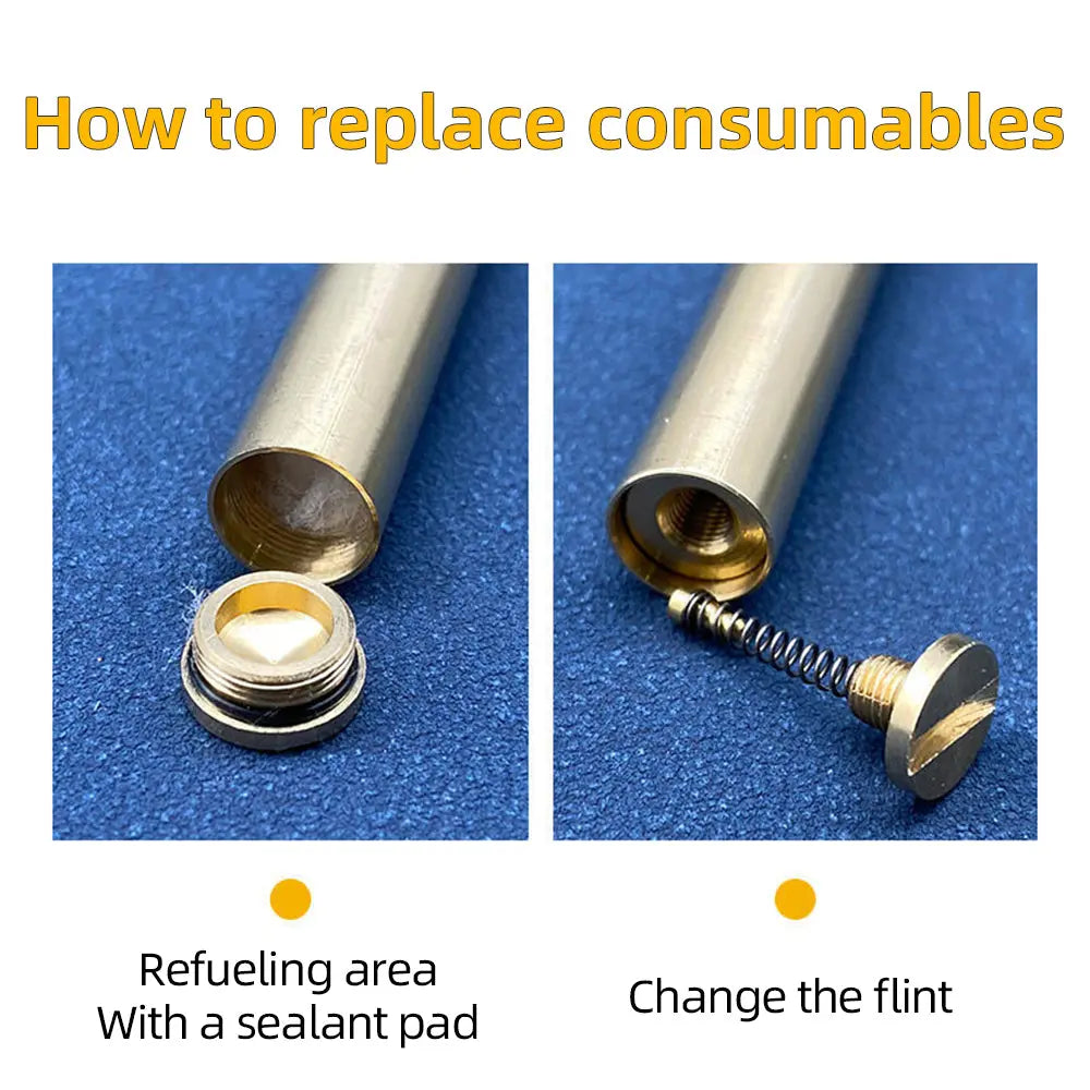 Lighter replacement flint and refueling location