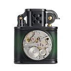 Handmade Cowhide Lighter - Inlaid Mechanical Movement - Green And Black Color THORENS