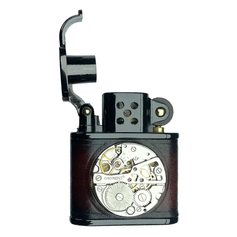 New Handcrafted Cowhide - Inlaid Movement - thorens lighter cigar lighter metal lighter brass lighter cool lighter lighter gift kerosene lighter classic lighter