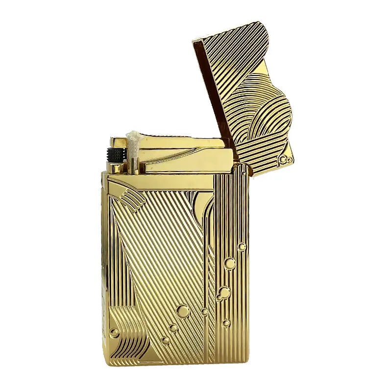 Front view of lighter with lid open