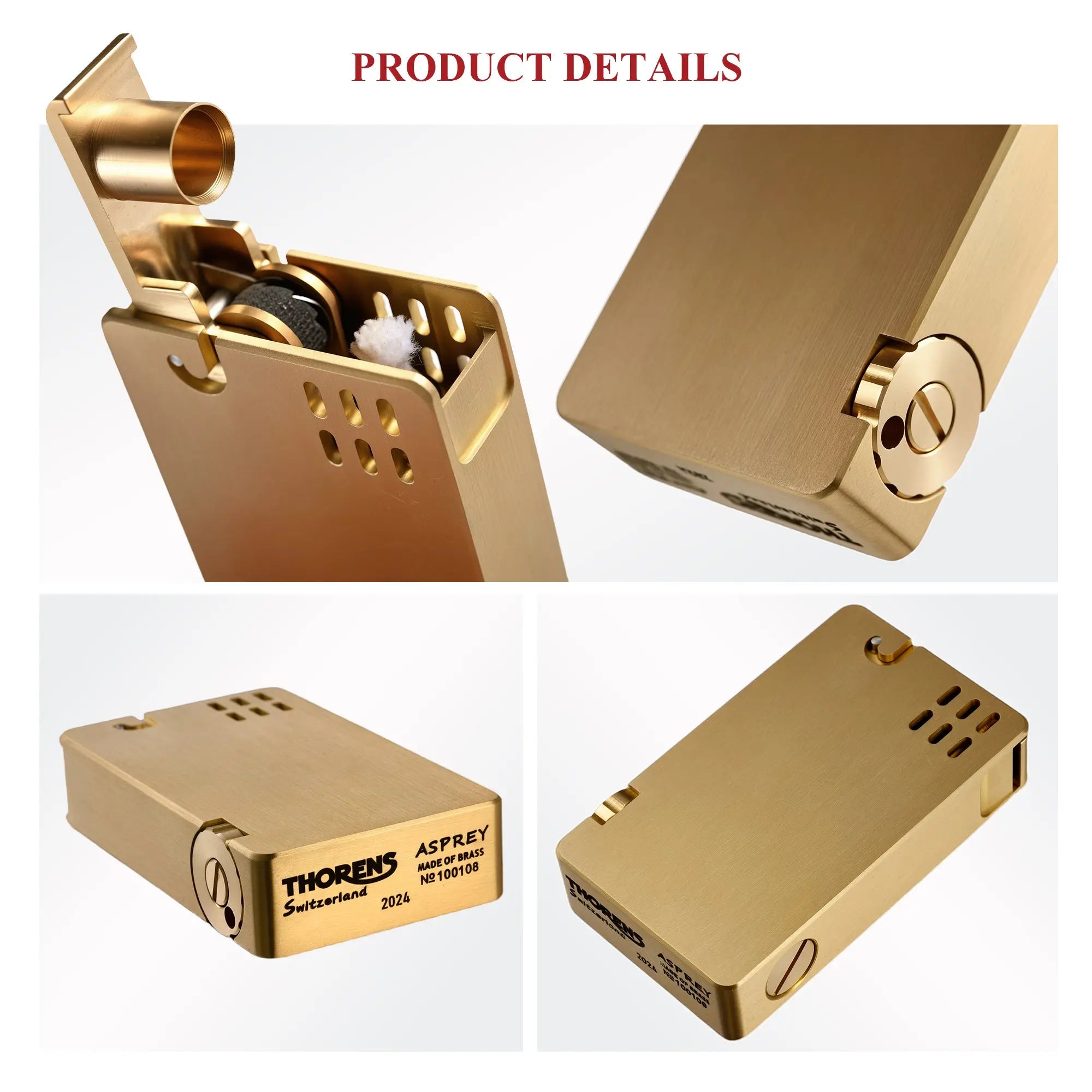 ASPREY Lighter - Glossy -  Brass Finish THORENS