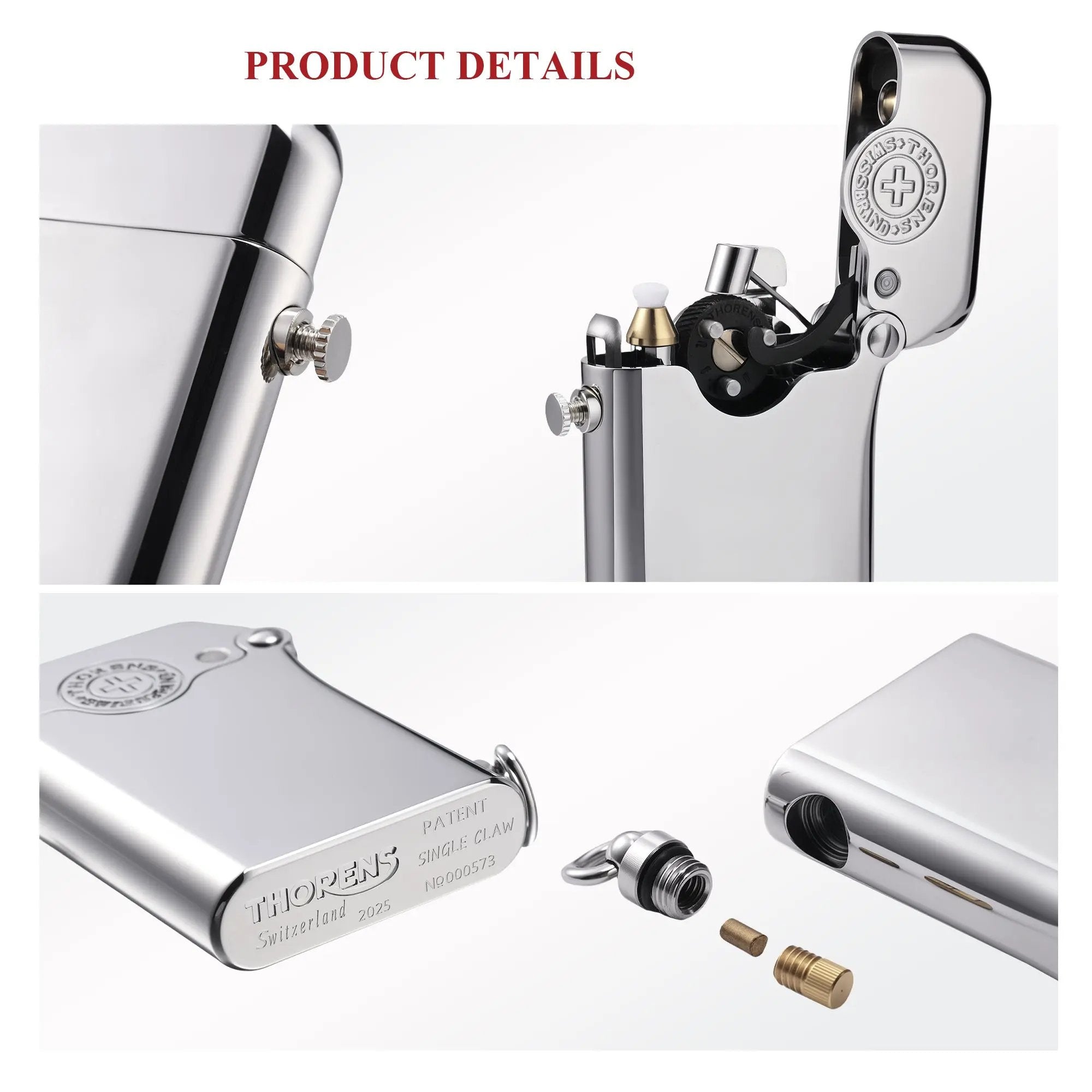 Gen 1 - Single Claw - Glossy with Brand Emblem - Silver THORENS