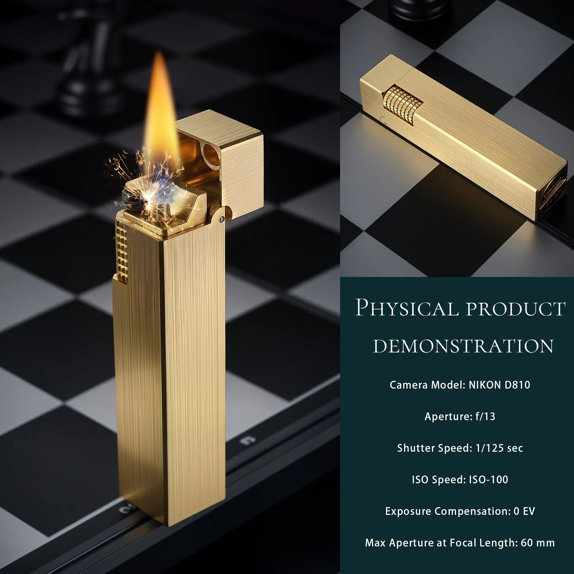 Side Slip - Rectangular Lighter - Glossy - Gold THORENS