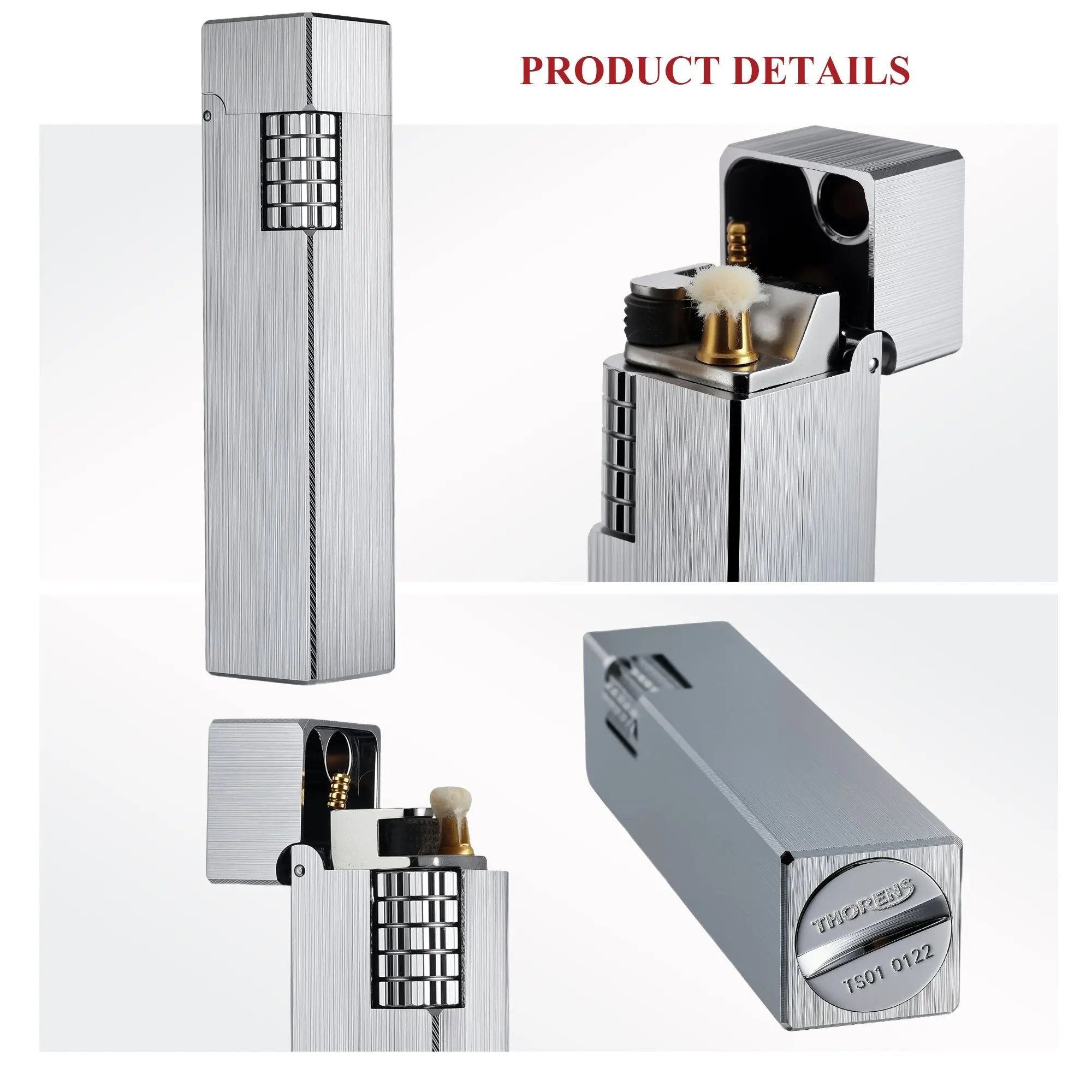 Side Slip - Rectangular Lighter - Glossy - Silver THORENS