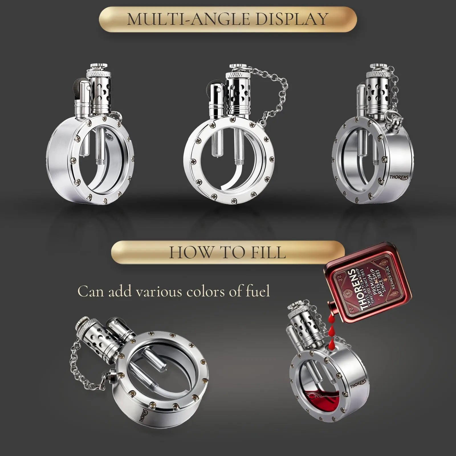 Round - Pocket Watch Lighter - Silver THORENS