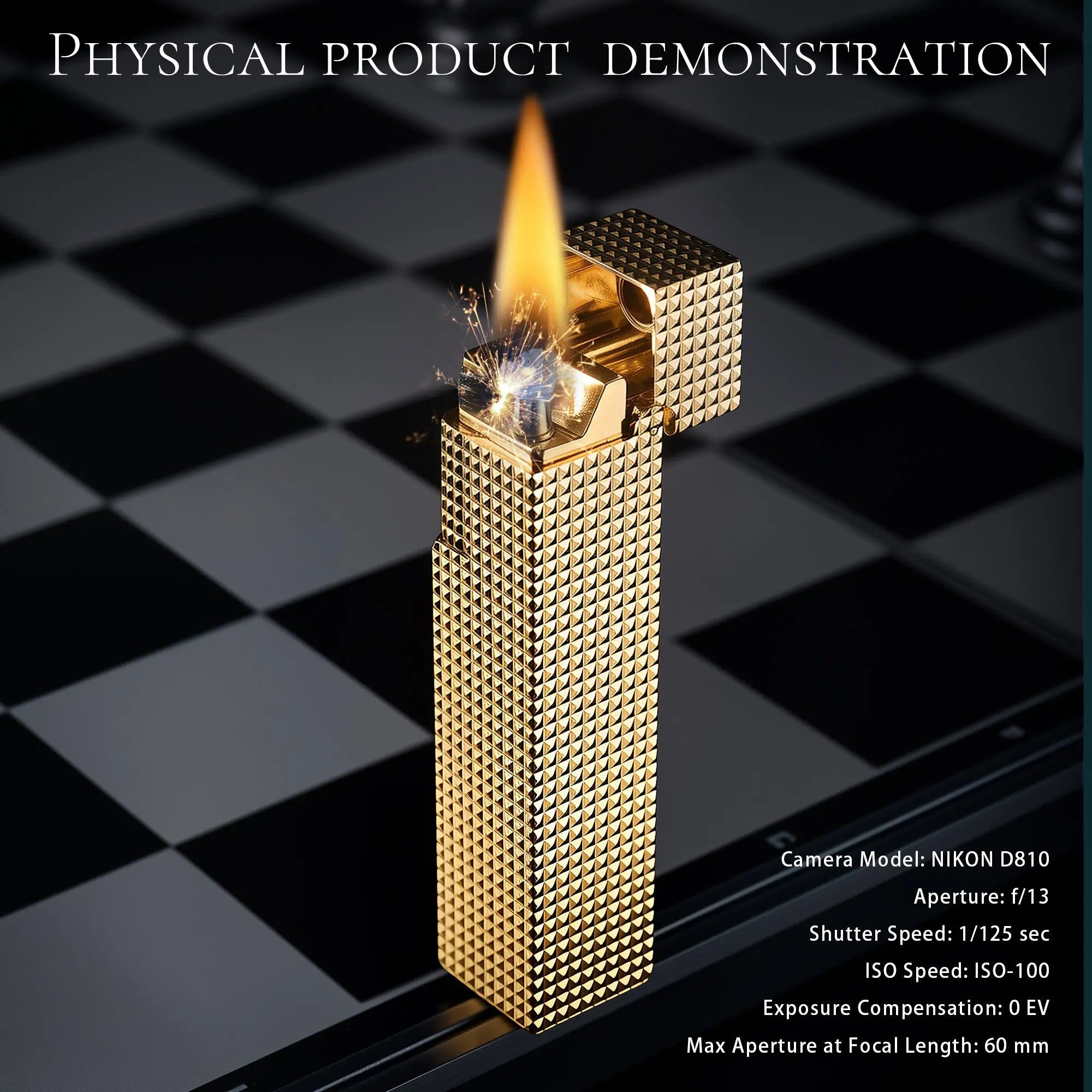 Side Slip - Rectangular Lighter - Small Square - Gold THORENS