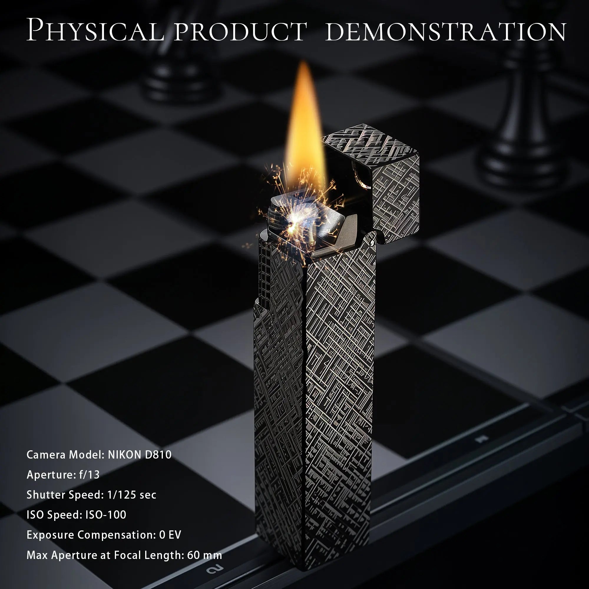 Side Slip - Rectangular Lighter - Black Carving THORENS