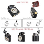 Handmade Cowhide Lighter -  Inlaid Mechanical Movement - Black THORENS