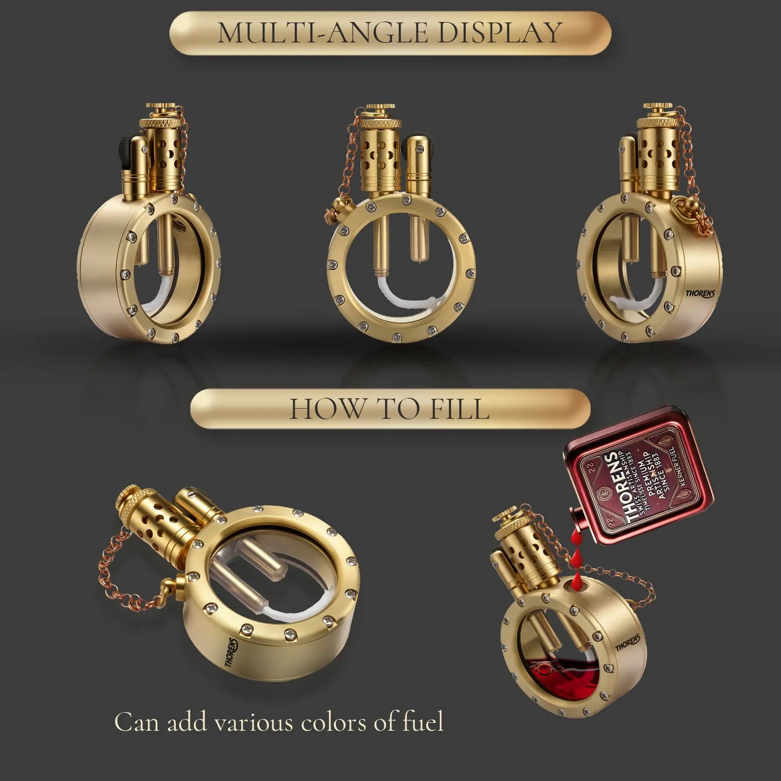 Round - Pocket Watch Lighter - Copper Color THORENS