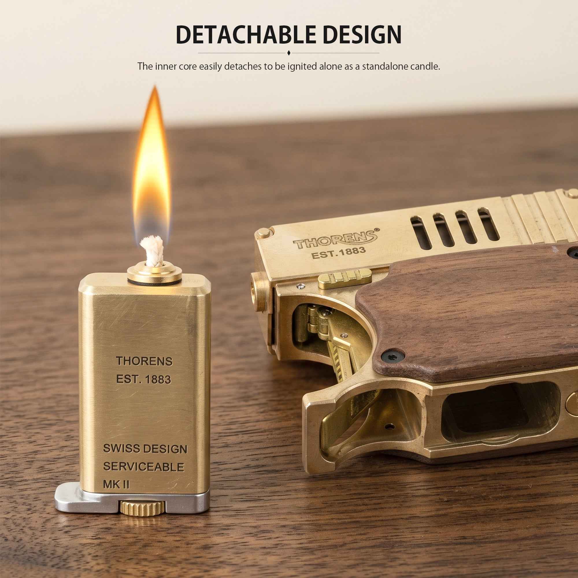 Marksman Gun Lighter II - Solid Brass Refillable Mechanical