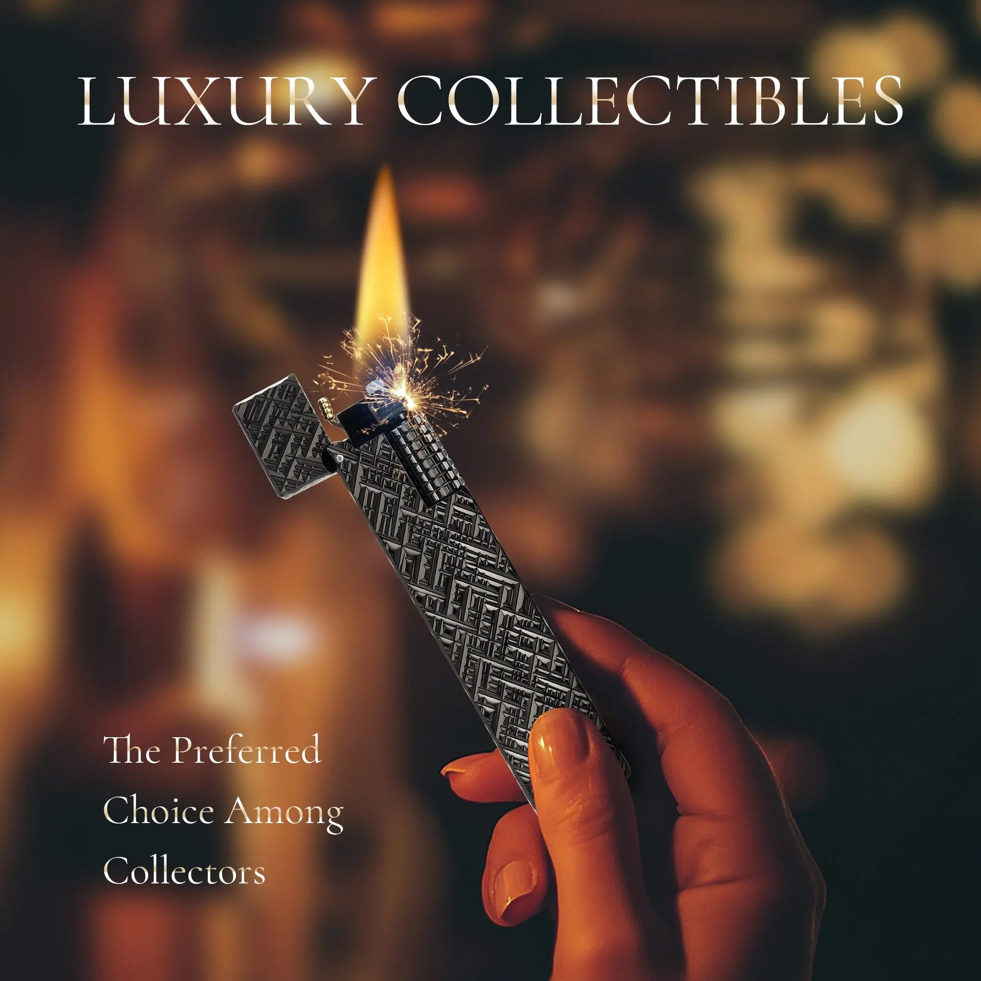 Side Slip - Rectangular Lighter - Black Carving THORENS