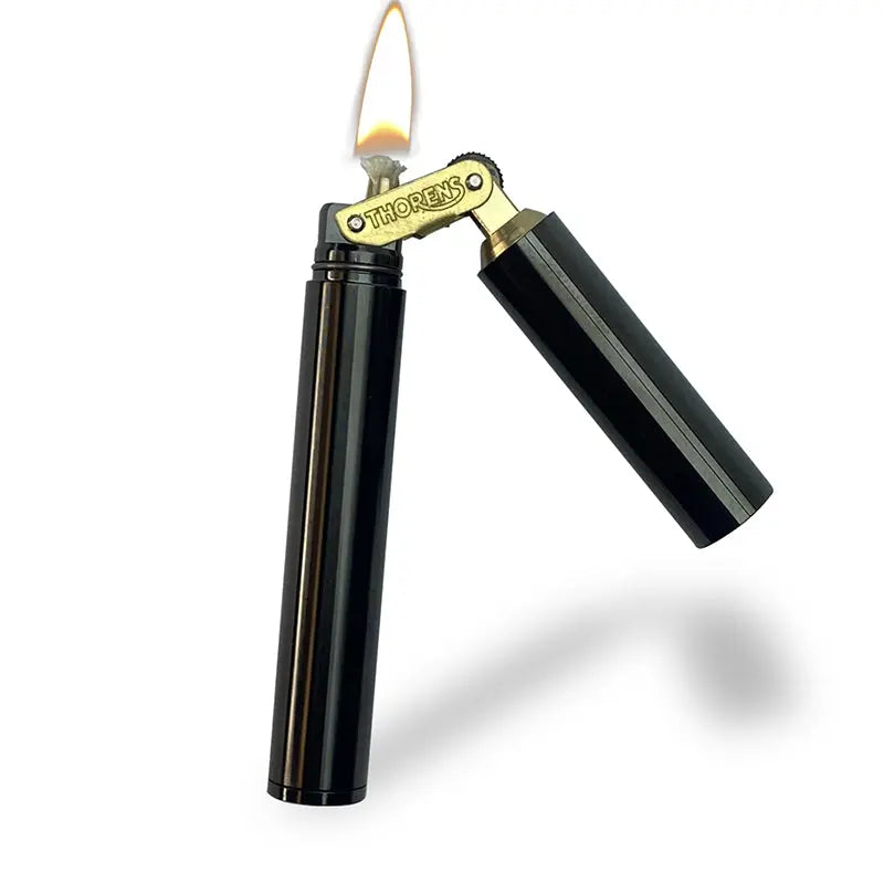 Front view of lighter with lid open