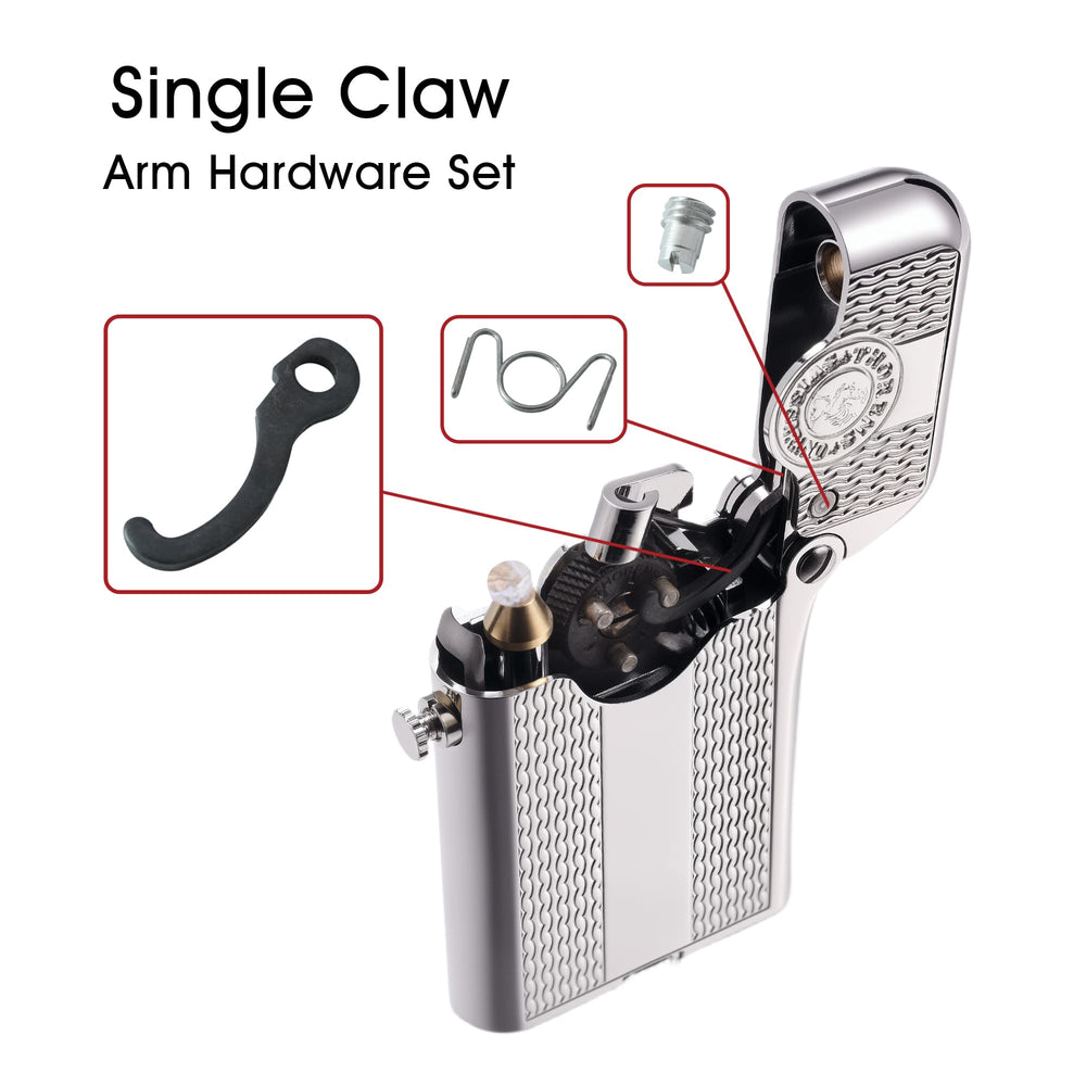 THORENS Single Claw Lighter Replacement Parts and Care Accessories showing precision-engineered arm hardware, spring, and screw components.