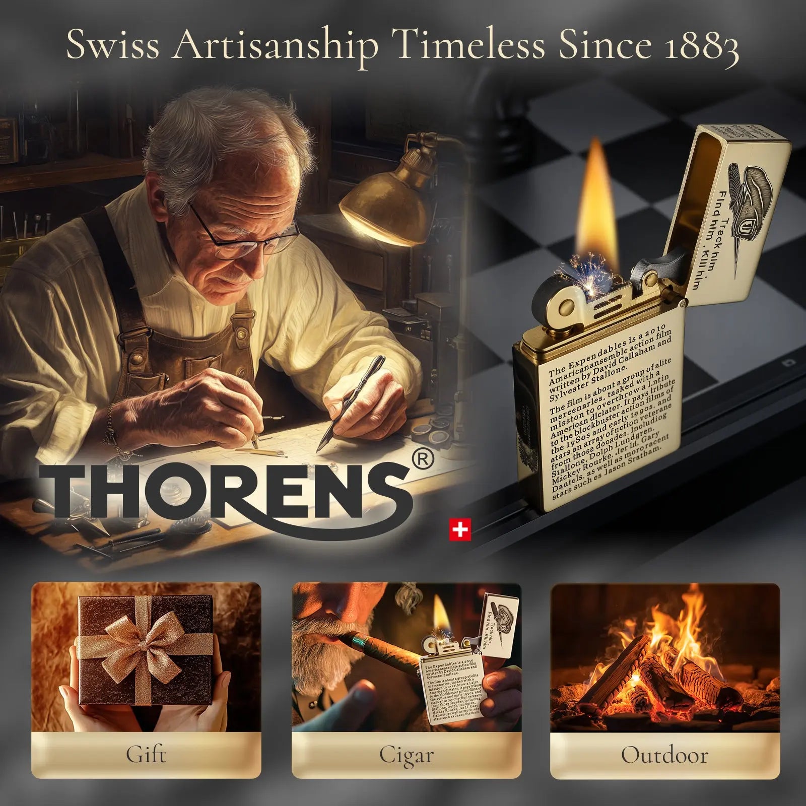 Etched Lighter - THE EXPENDABLES - Copper Color THORENS