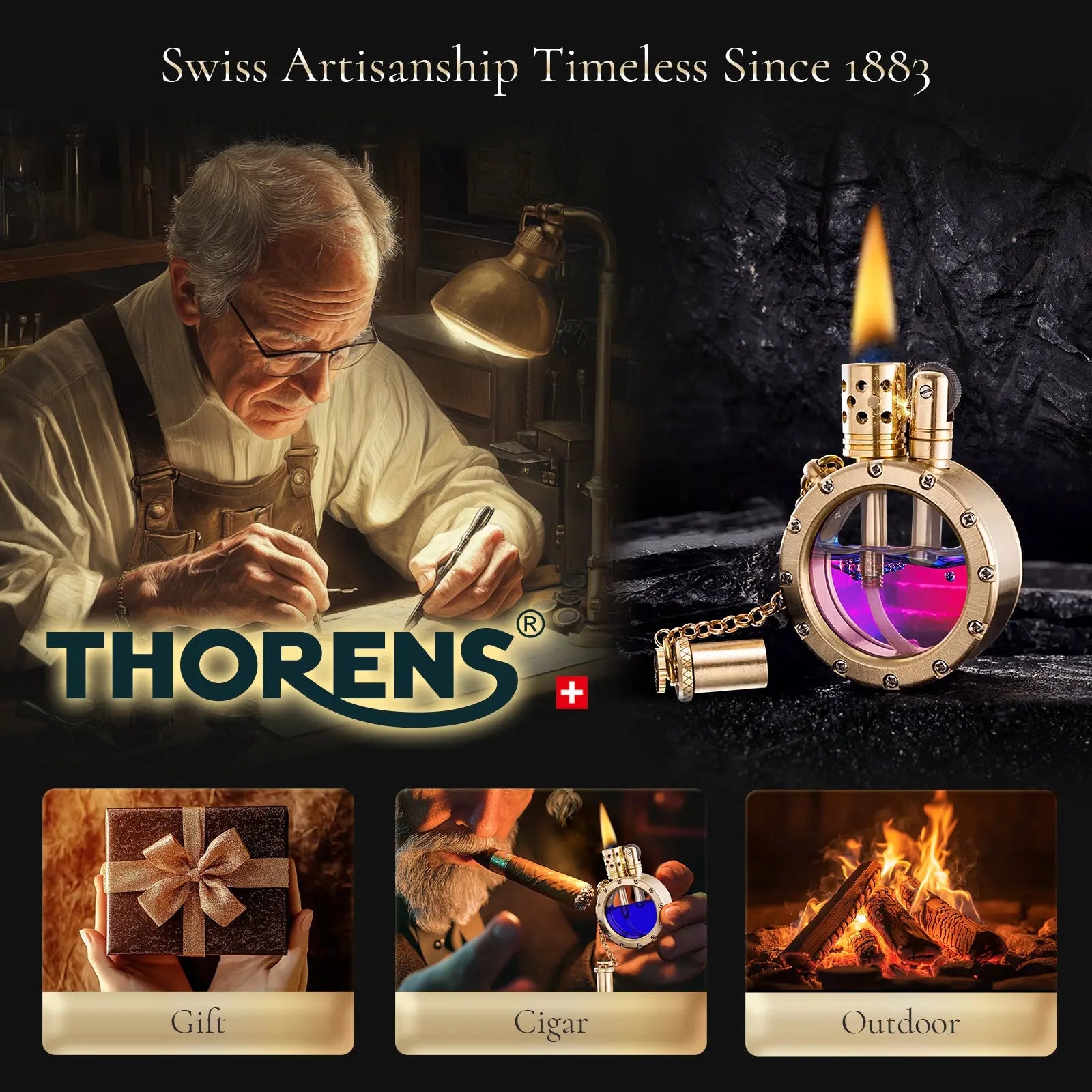 Round - Pocket Watch Lighter - Copper Color THORENS