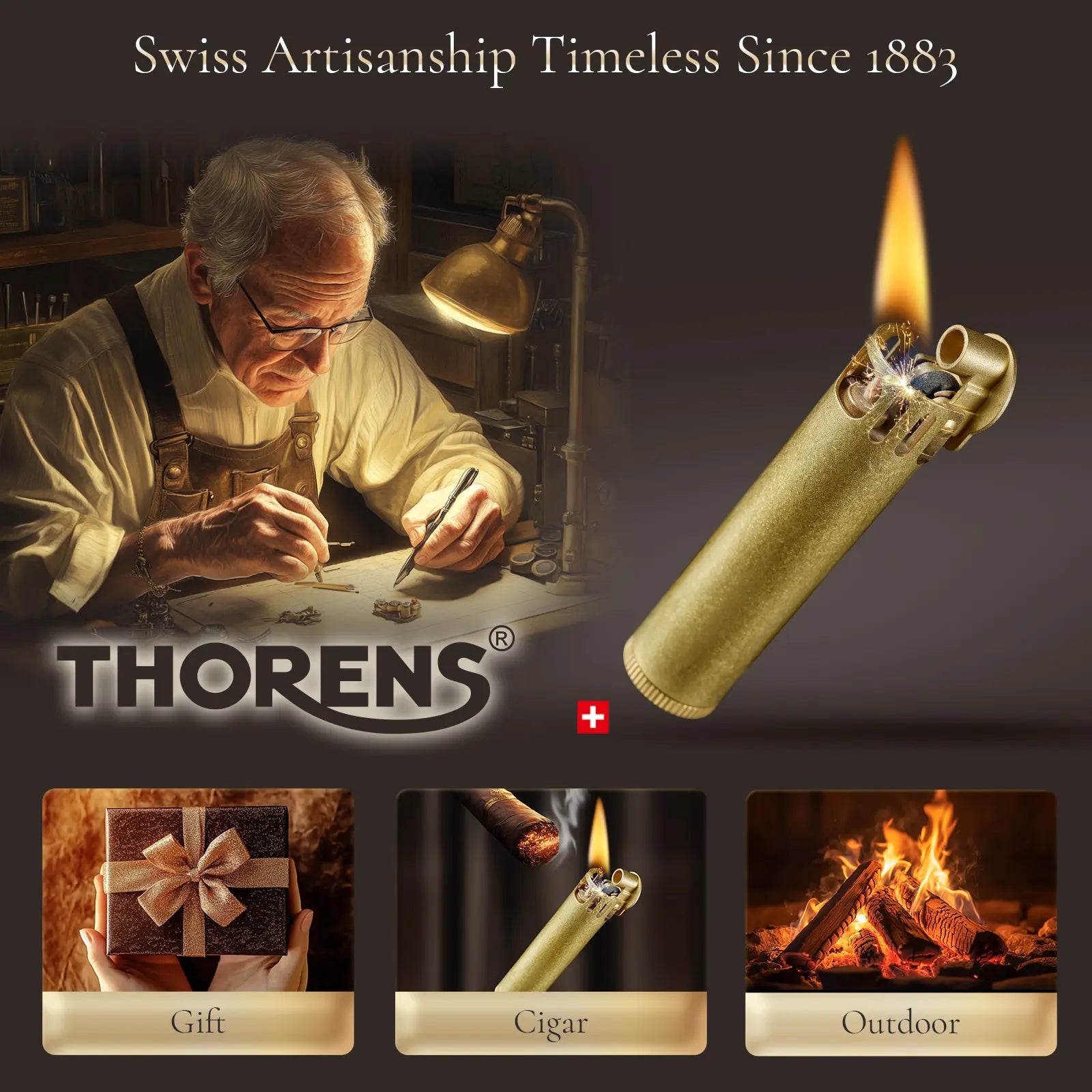 NEW THORENS One-button Press Thin Lighter NEW THORENS