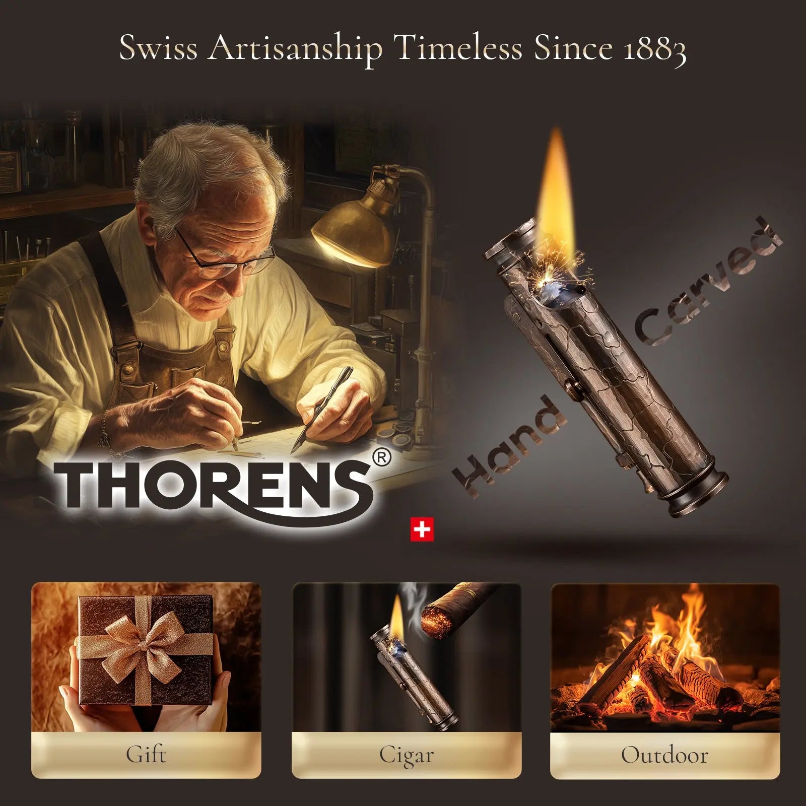 2025 New Products｜ Trench Lighter - Battle Soul - Hand Carved Cracks THORENS Lighter Official Site