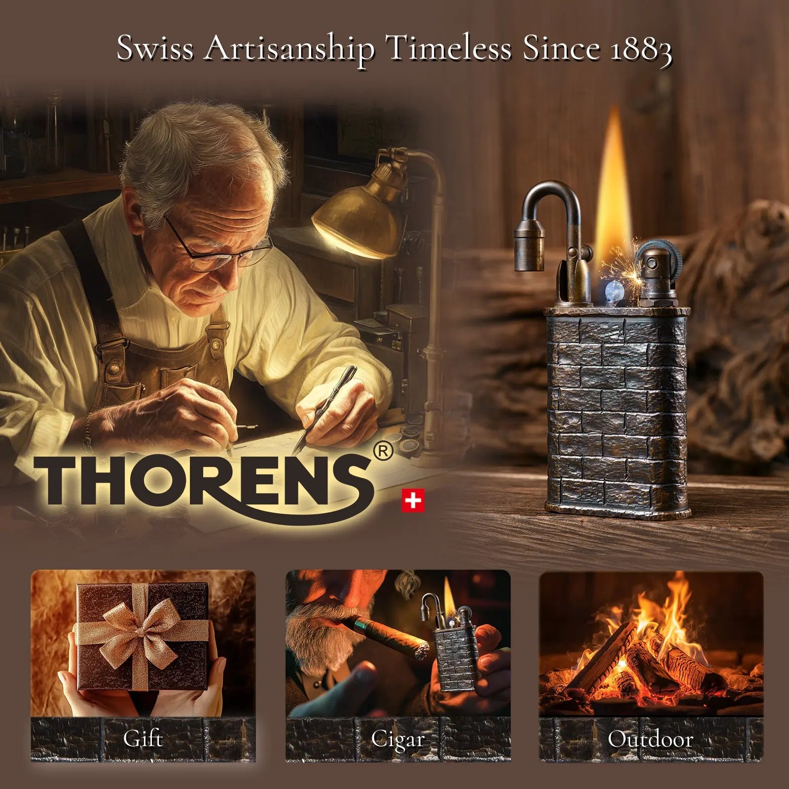 Lockflame - Hand-carved Brick Wall THORENS Lighter Official Site