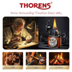 Handmade Cowhide Lighter - Inlaid Mechanical Movement - Brown And Black Color THORENS