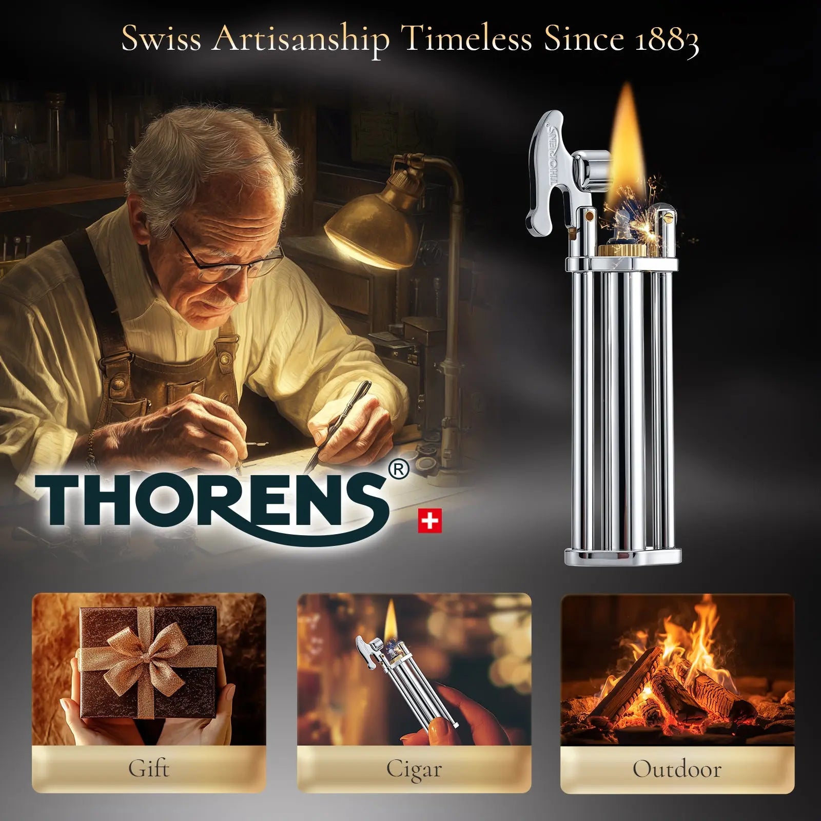 Three-Section Stick Lighter - Silver THORENS