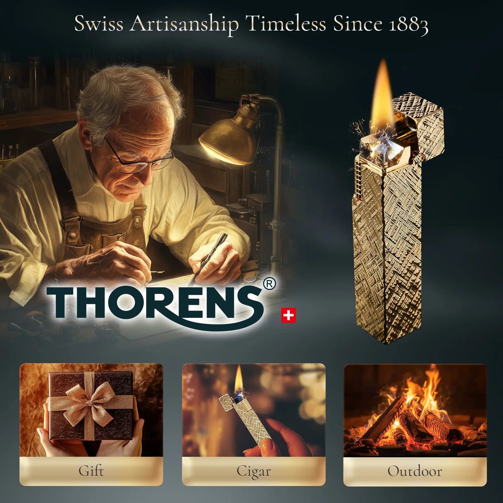 Side Slip - Rectangular Lighter - Golden Etch THORENS