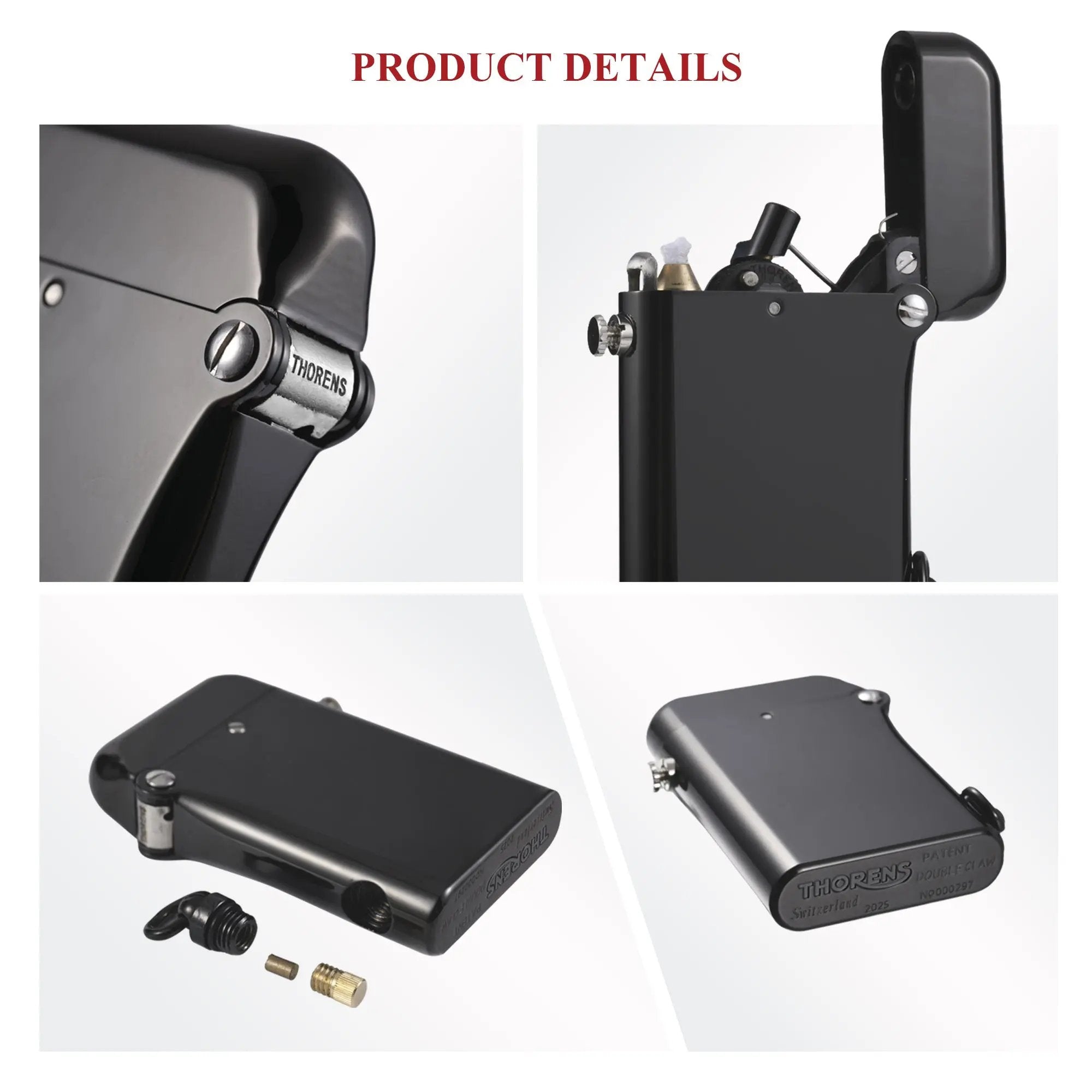 Double Claw Automatic Lighter in Glossy Black, Cigar Gift for Men