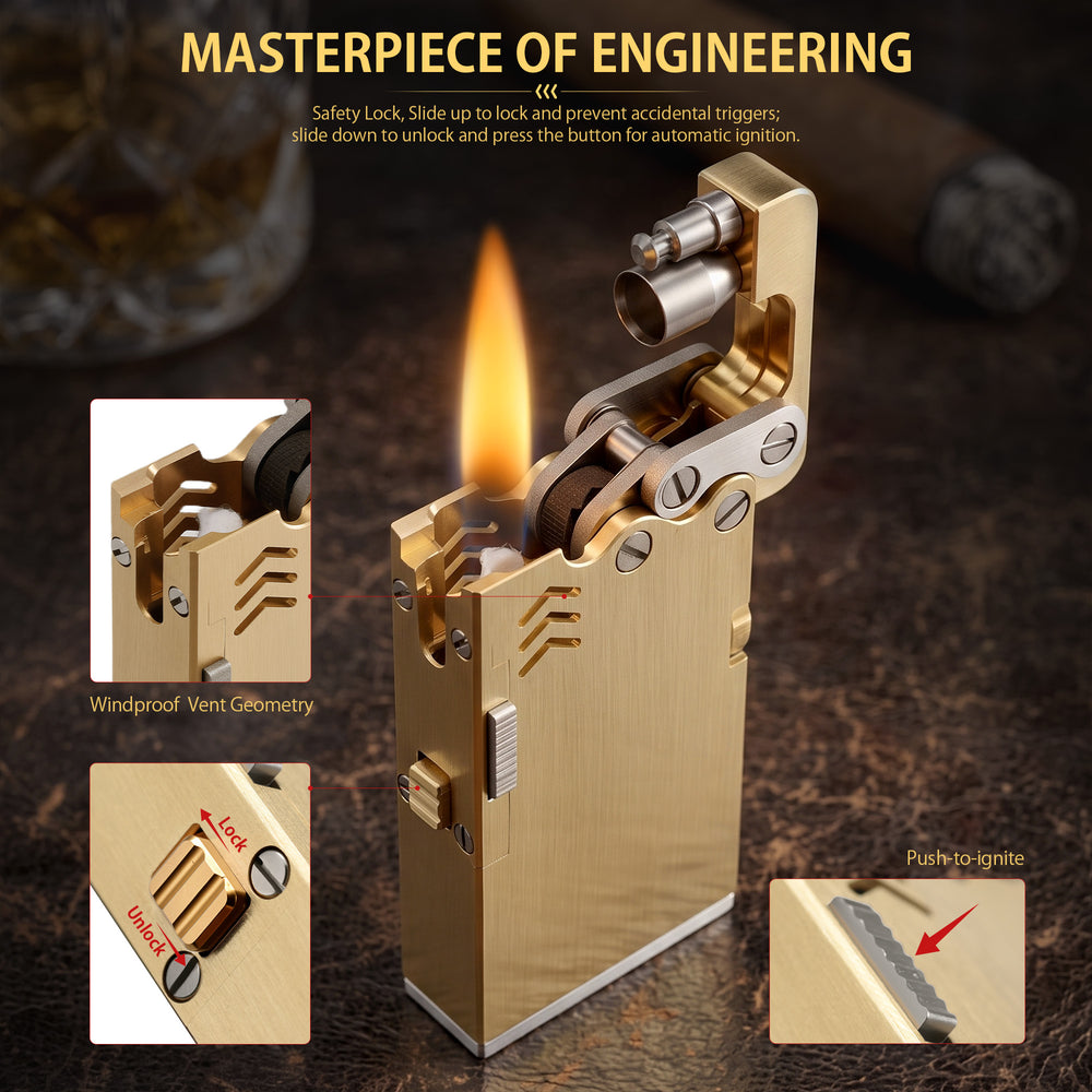 cigarette lighter gift First Dot Tiger Eye Embossed Premium for Men Zippo 2406N Ruroz Torch Cigar Lighter, Butane