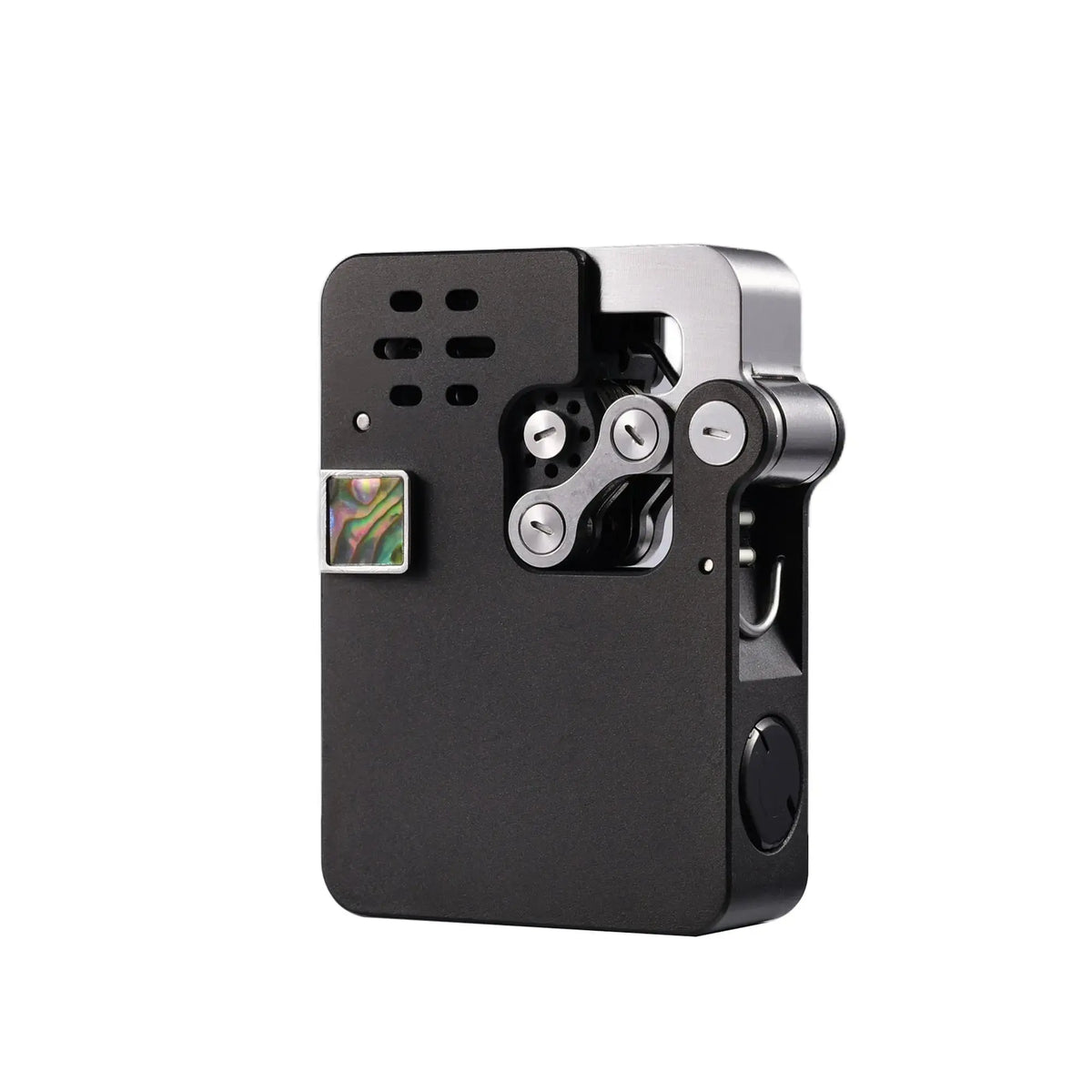 A heavy-duty Ejection mechanical lighter featuring an intricate hollowing machine design and antique brass finish, highlighting its mechanical precision and collectible appeal.
