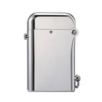 A Gen 2 Double Claw lighter featuring a high-polish glossy silver finish, showcasing its heritage mechanical hinge, side screw detail, and bottom lanyard loop.