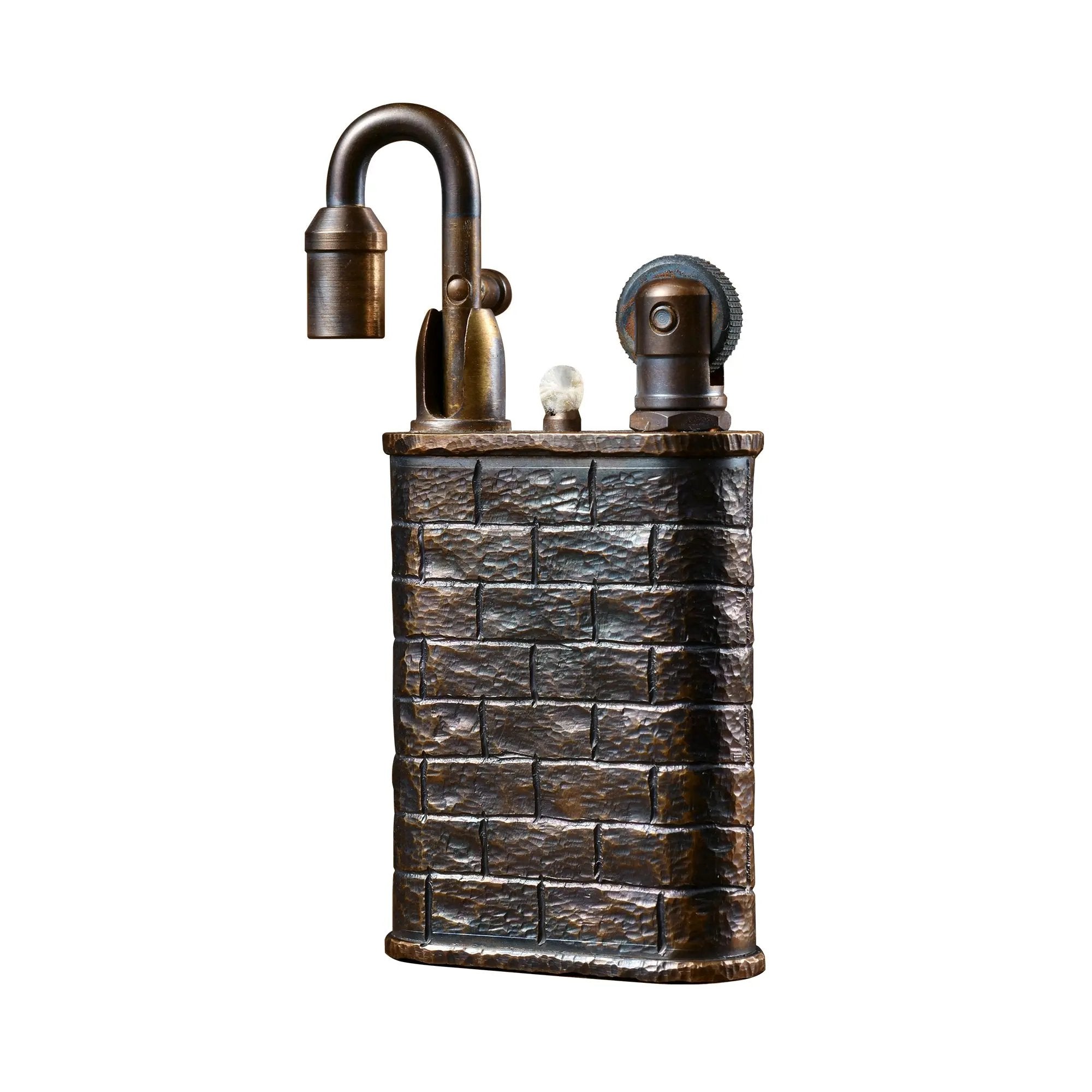 Lockflame Hand-Carved Fluid Lighter, Antique Anniversary Gift