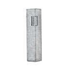A slender rectangular Side Slip lighter in a high-polish silver finish, featuring an all-over small square "diamond head" textured pattern and a matching textured ignition roller.