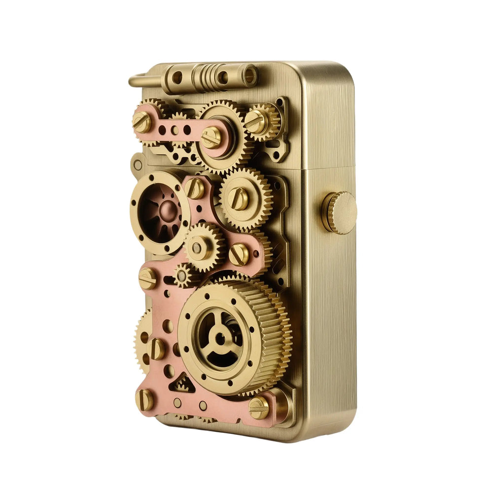 gear brass Steampunk Brass Gear Lighter with Automatic Ignition Safety Lock