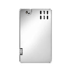 A front view of the Thorens Asprey lighter in a mirror-polished silver finish, showcasing its sleek rectangular silhouette, minimalist windguard vents, and premium mechanical precision.