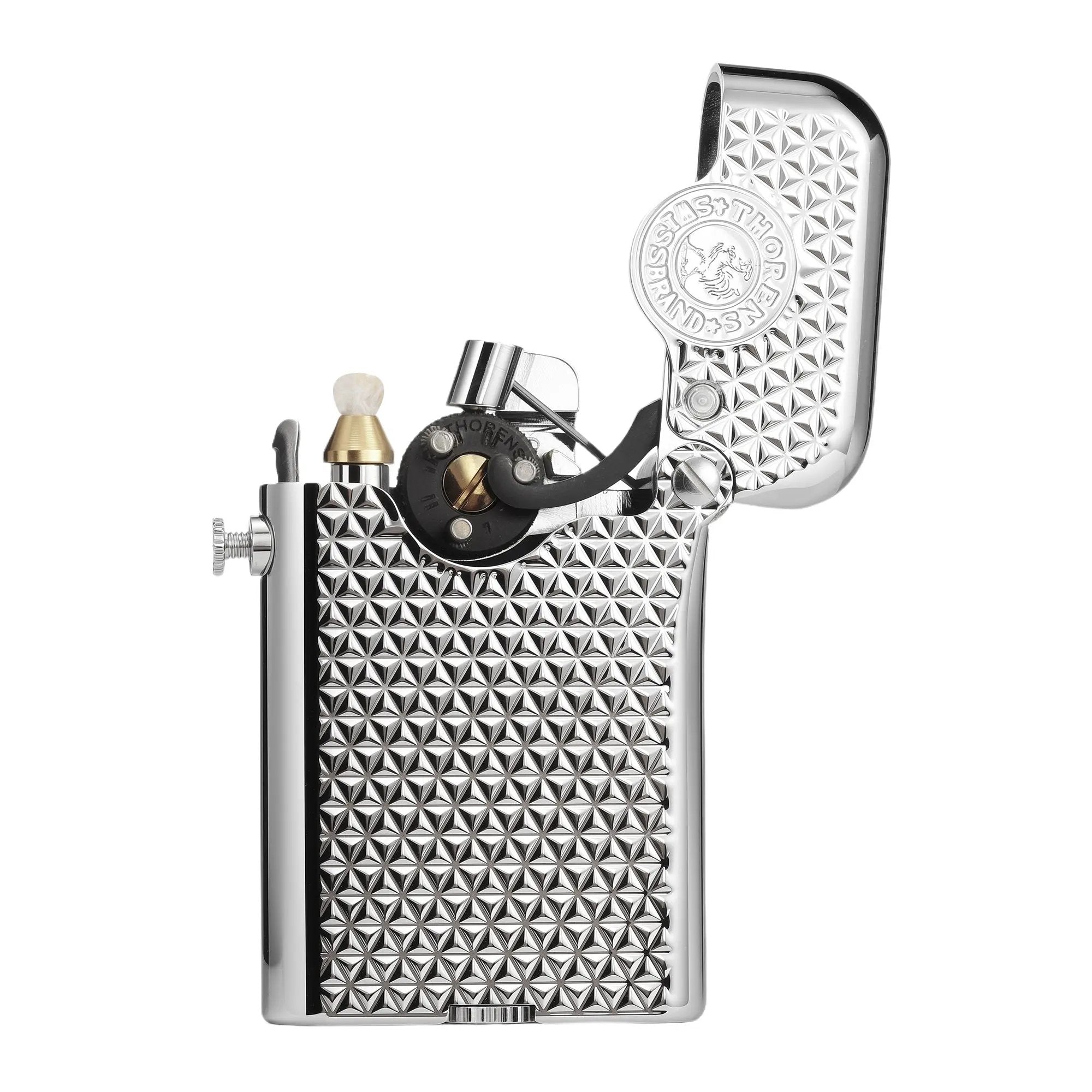 Automatic Brass Refillable Fluid Lighter, Luxury Gift for Men
