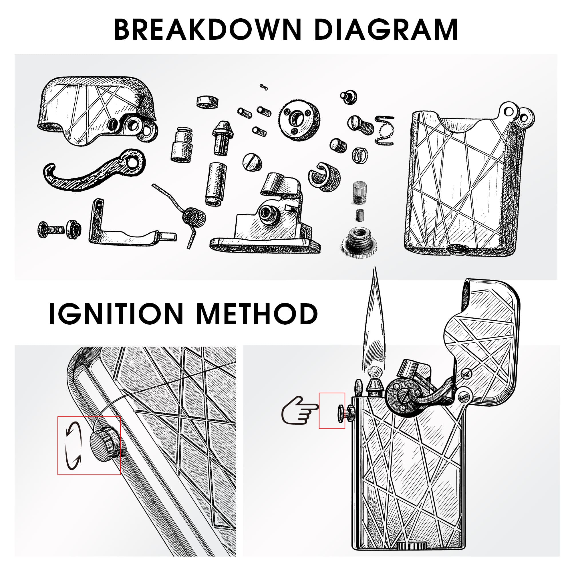 他の方発送×GRANICK 【ギリシャ】グラニック　lithograph Modern Automatic Mechanical Lighter with Ejection Mechanism