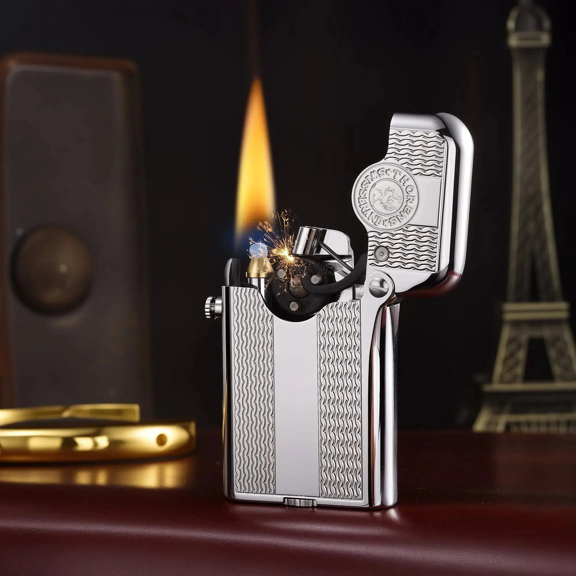 THORENS第3世代シングルクロー水波オイルライター｜クロムメッキ
