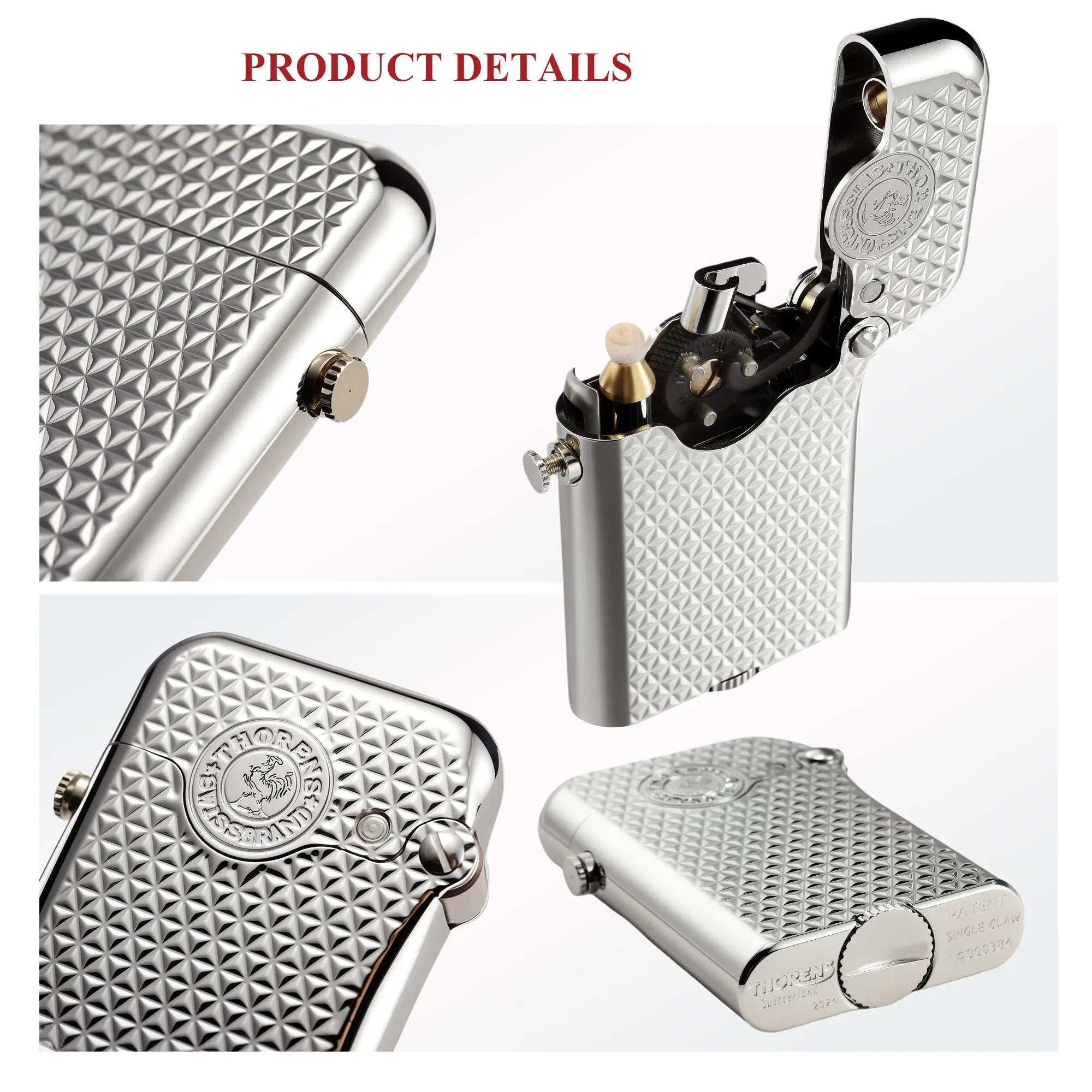 Automatic Brass Refillable Fluid Lighter, Luxury Gift for Men
