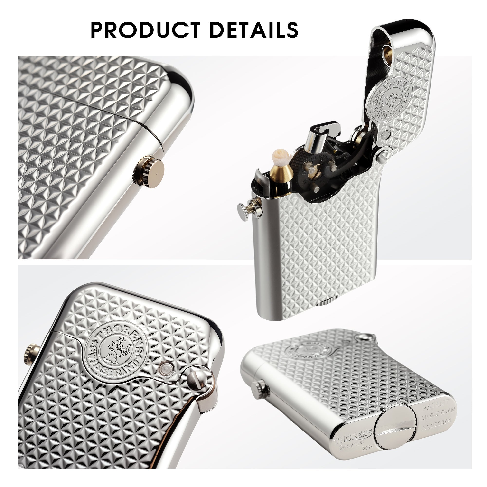 Automatic Brass Refillable Fluid Lighter, Luxury Gift for Men