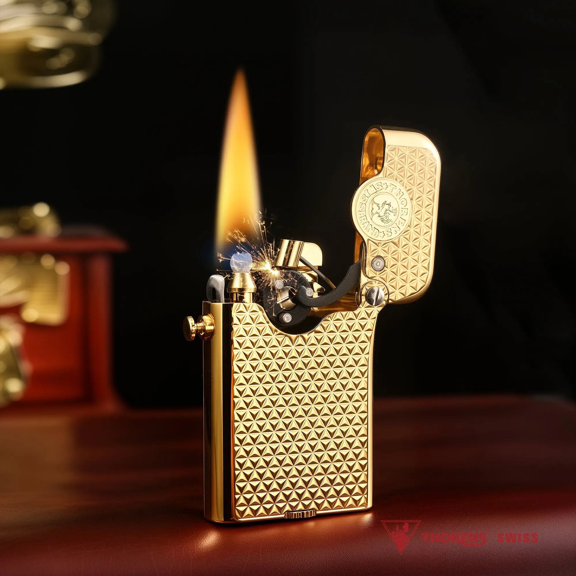 Brass EDC Mechanical Lighter, One-Touch Ignition Gift for Dad