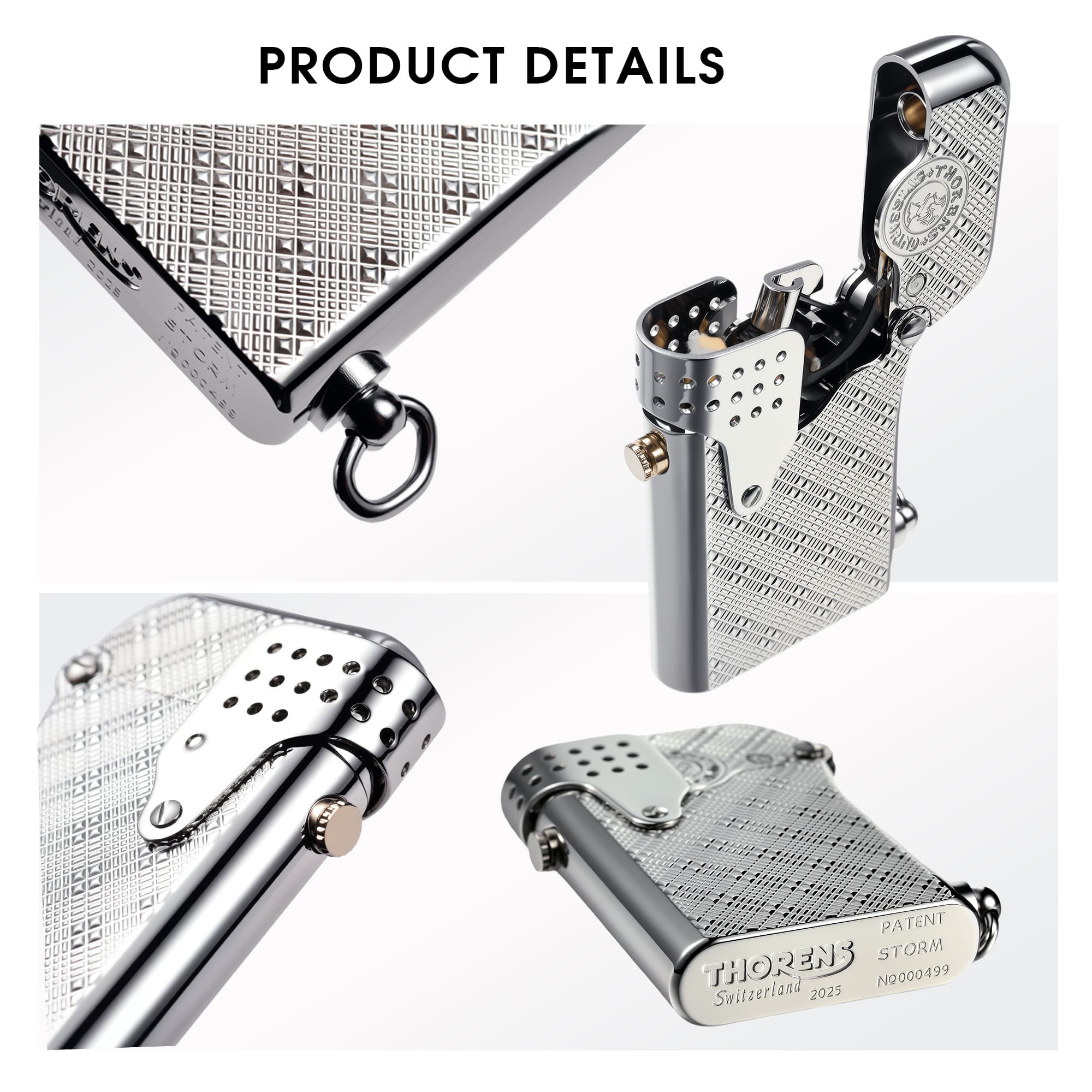 Luxury Refillable Windproof Brass Cigar Lighter, Gift for Men