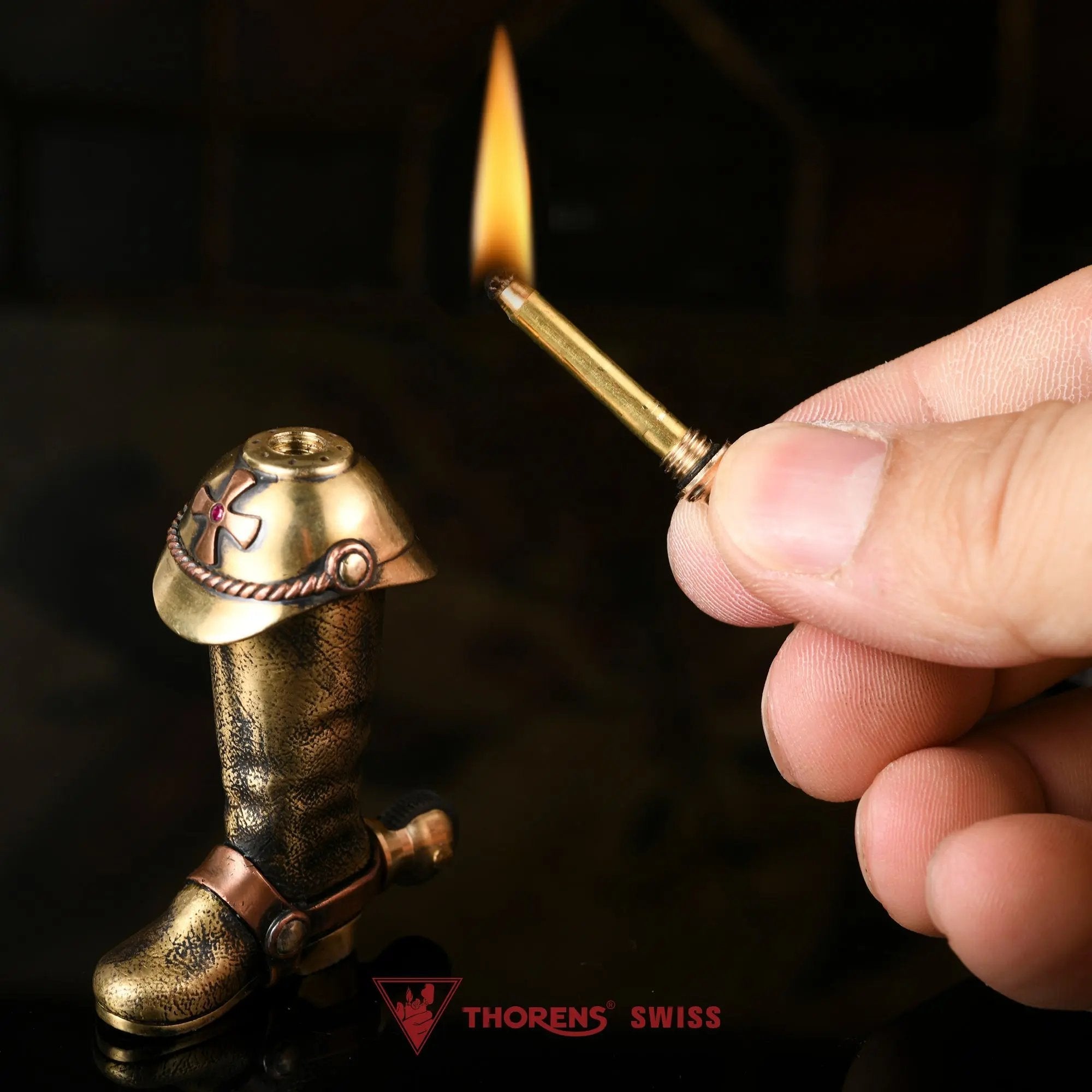 Classic Military Brass Soft Flame Cigar Lighter, Unique Gift for