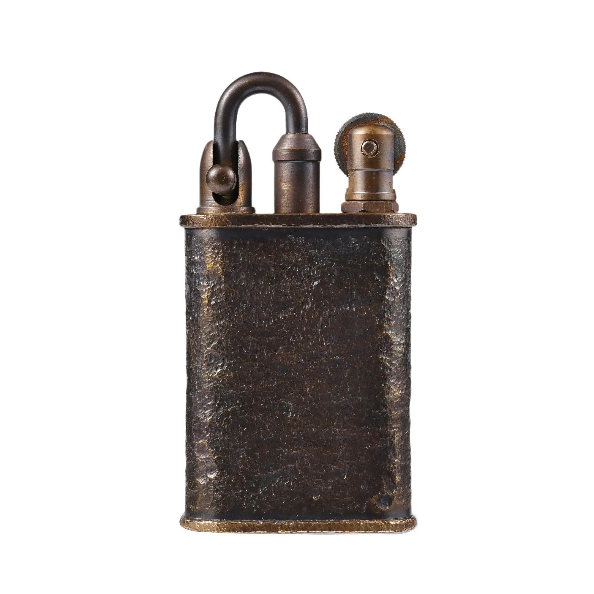 Hand-Carved Antique Finish Soft Flame Fluid Lighter, Flint